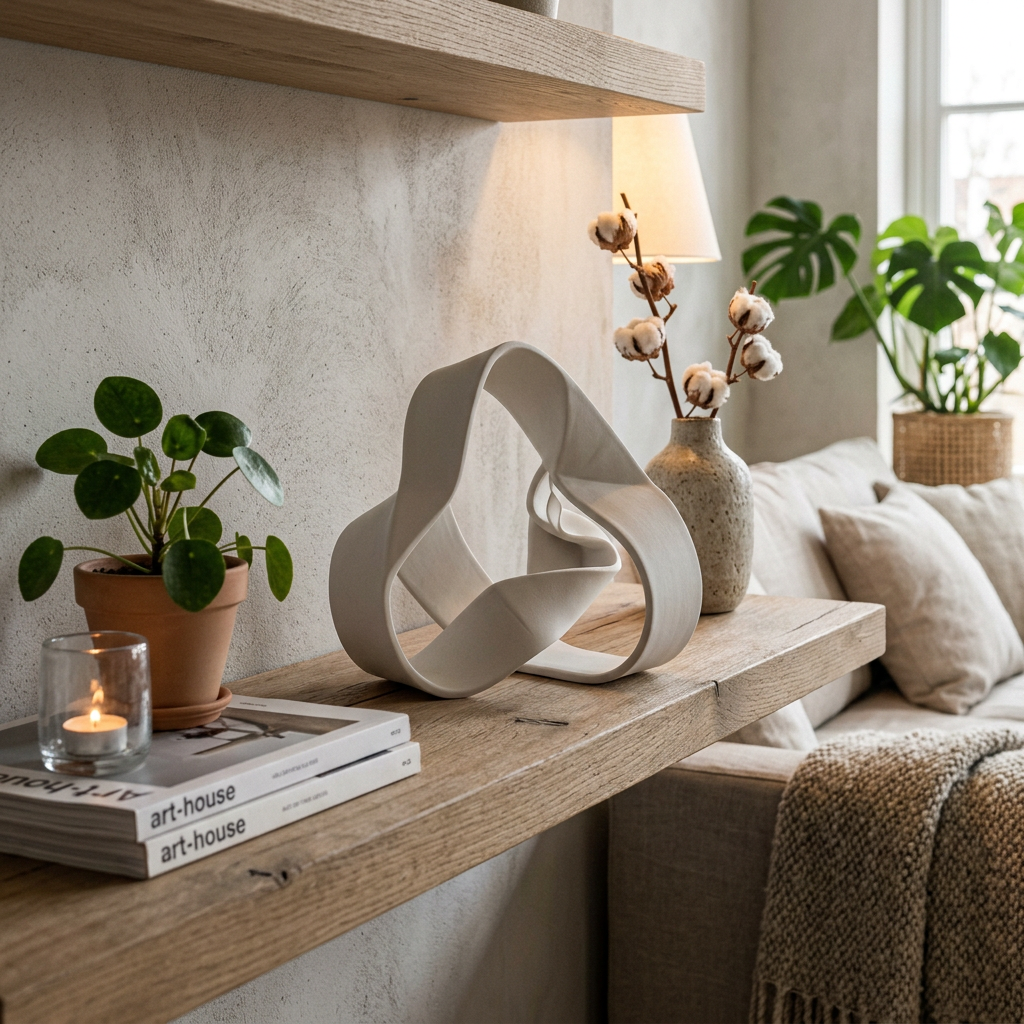 Folded Ribbon Display Object - 客厅书架场景