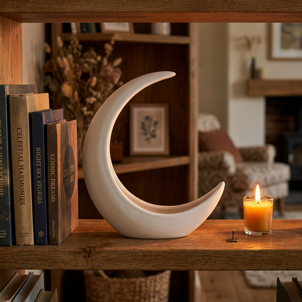 Moon Arc Table Ornament - 客厅书架场景
