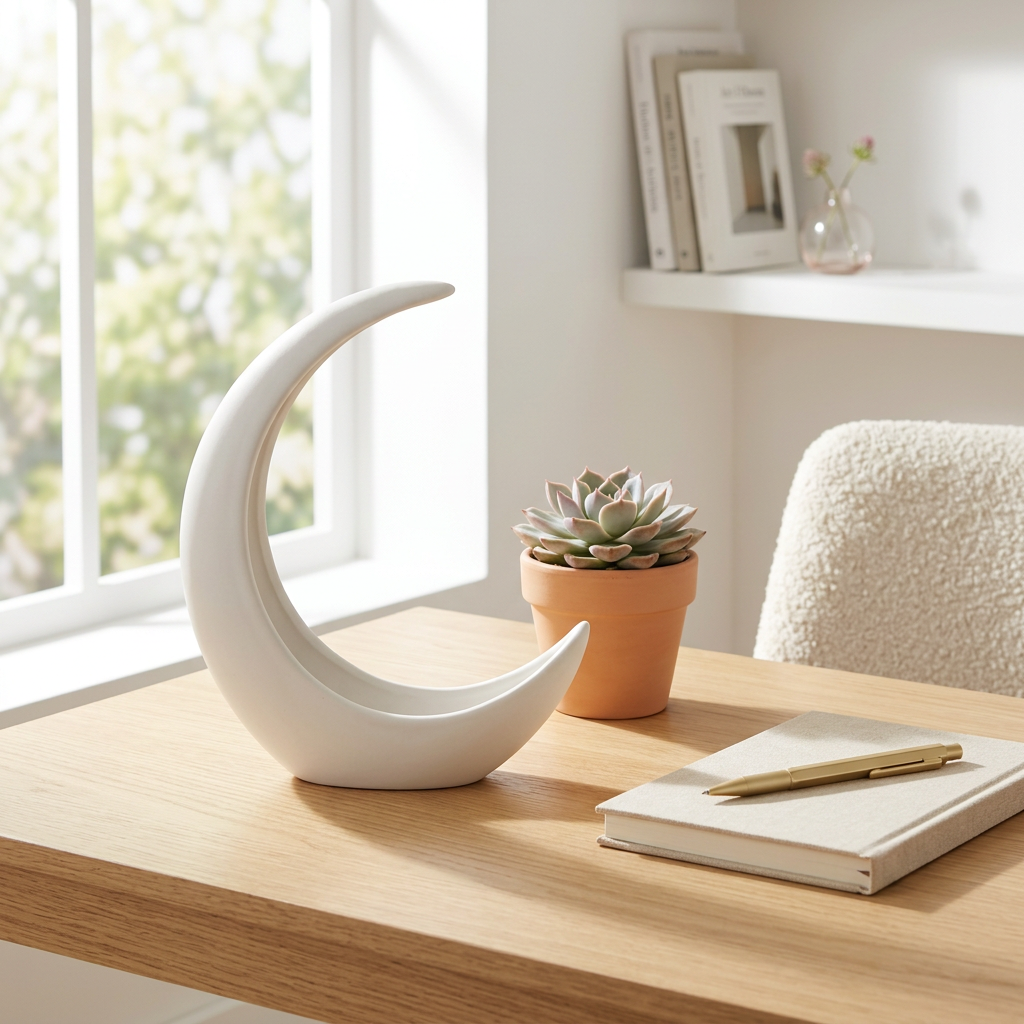 Moon Arc Table Ornament - 书房桌面场景