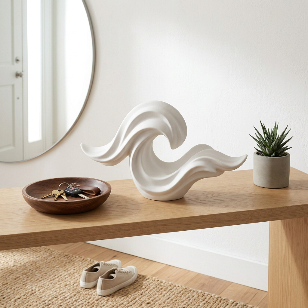 Flowing Wave Shelf Sculpture - 玄关台面场景