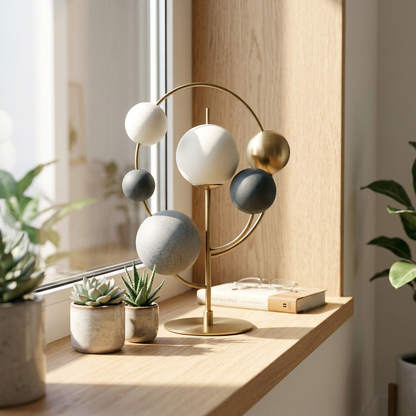 Balanced Orb Shelf Sculpture - 窗台场景