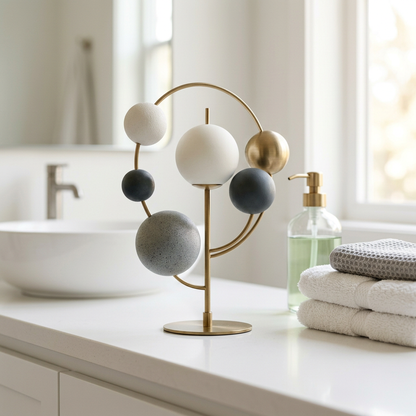 Balanced Orb Shelf Sculpture - 卫浴台面场景