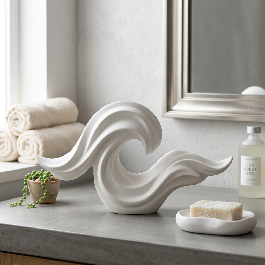 Flowing Wave Shelf Sculpture - 浴室台面场景