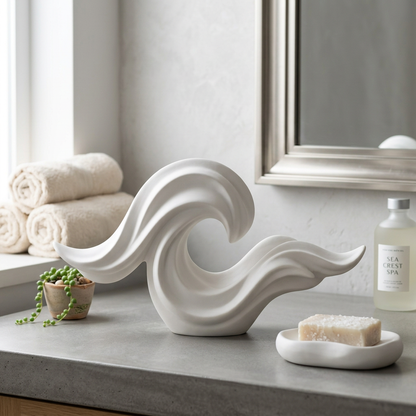 Flowing Wave Shelf Sculpture - 浴室台面场景